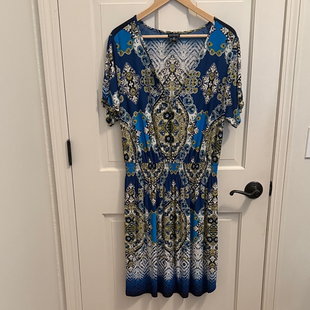 Enfocus Studio Blue and Green Midi Dress